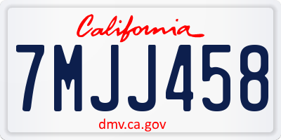 CA license plate 7MJJ458
