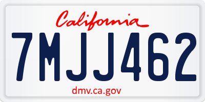 CA license plate 7MJJ462