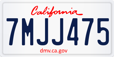 CA license plate 7MJJ475