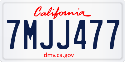CA license plate 7MJJ477