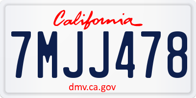 CA license plate 7MJJ478
