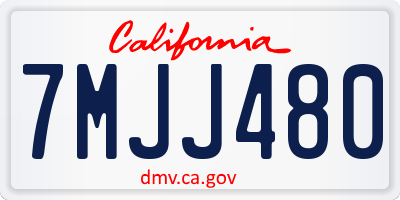 CA license plate 7MJJ480