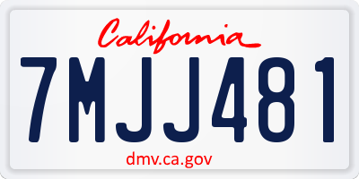 CA license plate 7MJJ481