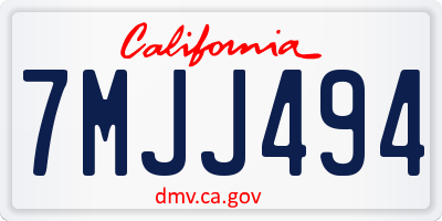 CA license plate 7MJJ494