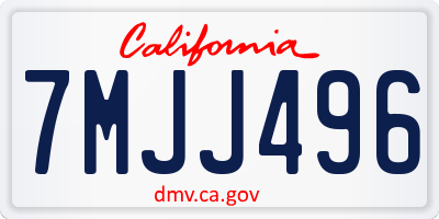 CA license plate 7MJJ496