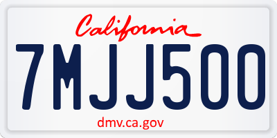 CA license plate 7MJJ500