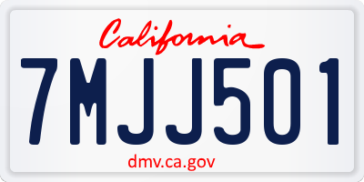 CA license plate 7MJJ501