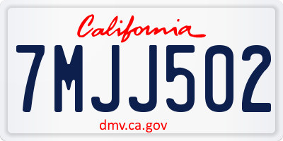 CA license plate 7MJJ502