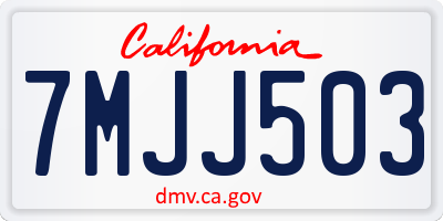 CA license plate 7MJJ503