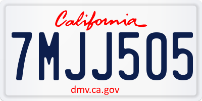 CA license plate 7MJJ505