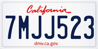 CA license plate 7MJJ523
