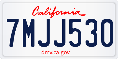 CA license plate 7MJJ530