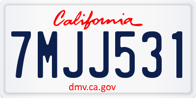 CA license plate 7MJJ531