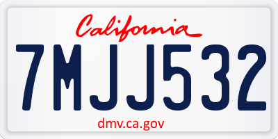CA license plate 7MJJ532