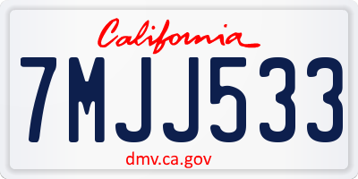 CA license plate 7MJJ533