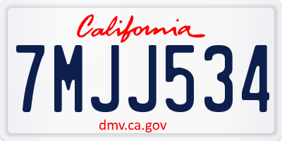 CA license plate 7MJJ534