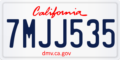 CA license plate 7MJJ535