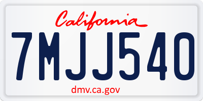 CA license plate 7MJJ540
