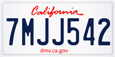 CA license plate 7MJJ542