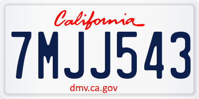 CA license plate 7MJJ543