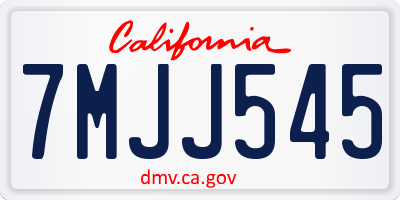 CA license plate 7MJJ545