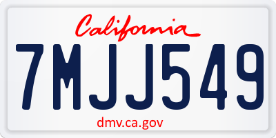 CA license plate 7MJJ549