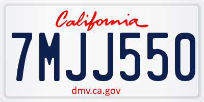 CA license plate 7MJJ550