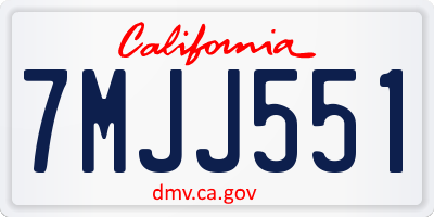 CA license plate 7MJJ551