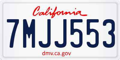 CA license plate 7MJJ553