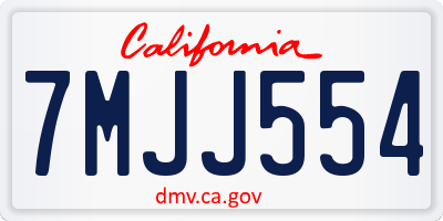 CA license plate 7MJJ554