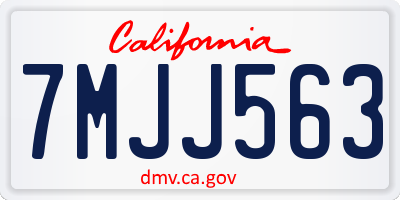 CA license plate 7MJJ563