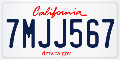 CA license plate 7MJJ567