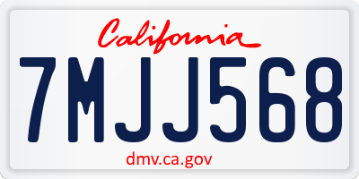CA license plate 7MJJ568