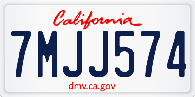 CA license plate 7MJJ574