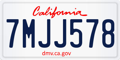 CA license plate 7MJJ578
