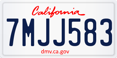 CA license plate 7MJJ583