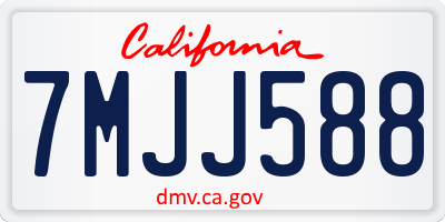 CA license plate 7MJJ588