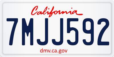 CA license plate 7MJJ592