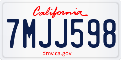 CA license plate 7MJJ598