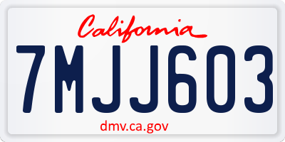 CA license plate 7MJJ603