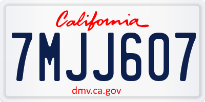 CA license plate 7MJJ607