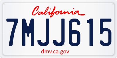 CA license plate 7MJJ615