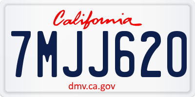 CA license plate 7MJJ620