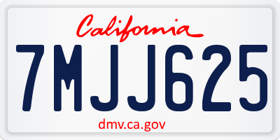 CA license plate 7MJJ625