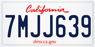 CA license plate 7MJJ639