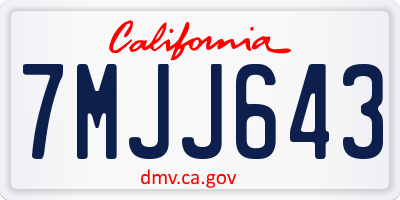 CA license plate 7MJJ643