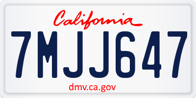 CA license plate 7MJJ647