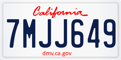 CA license plate 7MJJ649