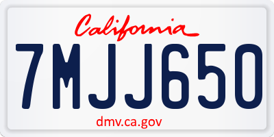 CA license plate 7MJJ650
