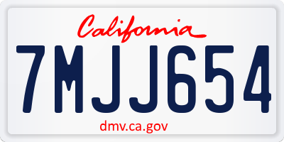 CA license plate 7MJJ654